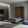 Letto a scomparsa una piazza e mezza 120x190cm legno noce Kentaro Vendita