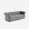 Divano Chesterfield in velluto 3 posti stile classico vintage Norwich Misure