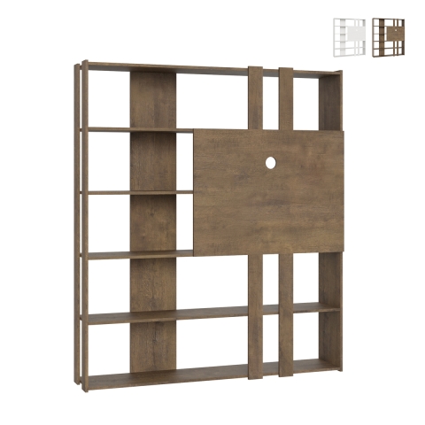 Libreria con porta TV 6 ripiani design moderno 178x36x204 Kato L Promozione