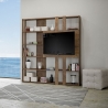 Libreria con porta TV 6 ripiani design moderno 178x36x204 Kato L Stock