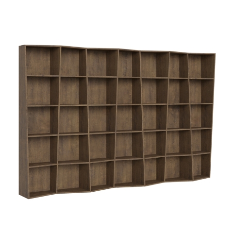 Libreria da parete salotto design moderno con vani in legno noce Trek 7 Promozione