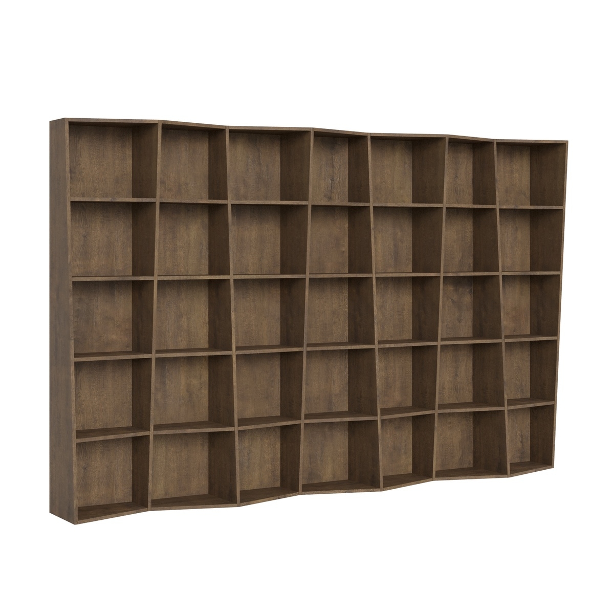 Libreria da parete salotto design moderno con vani in legno noce Trek 7