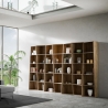 Libreria da parete salotto design moderno con vani in legno noce Trek 7 Vendita