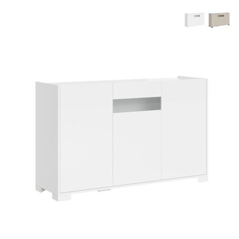 Madia 3 ante design moderno con vetro fumé 130x40x81 Riflesso Promozione