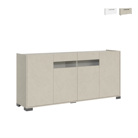 Madia credenza 4 ante ampia design moderno con vetro fumé 172x40x81 Riflesso Promozione