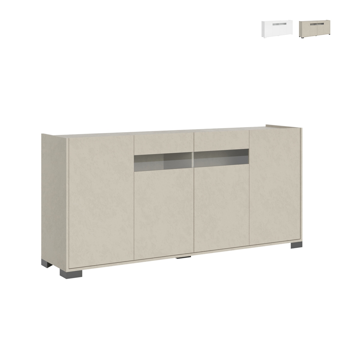 Madia credenza 4 ante ampia design moderno con vetro fumé 172x40x81 Riflesso