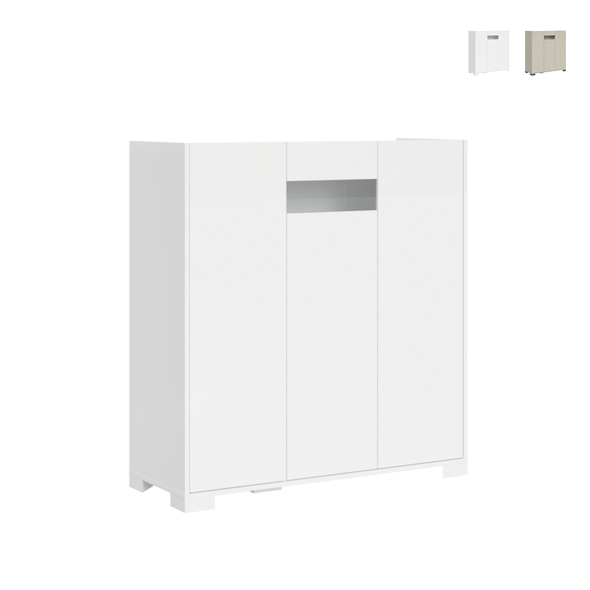 Credenza alta 3 ante salvaspazio 103x35x110 vetro fumé moderno Riflesso