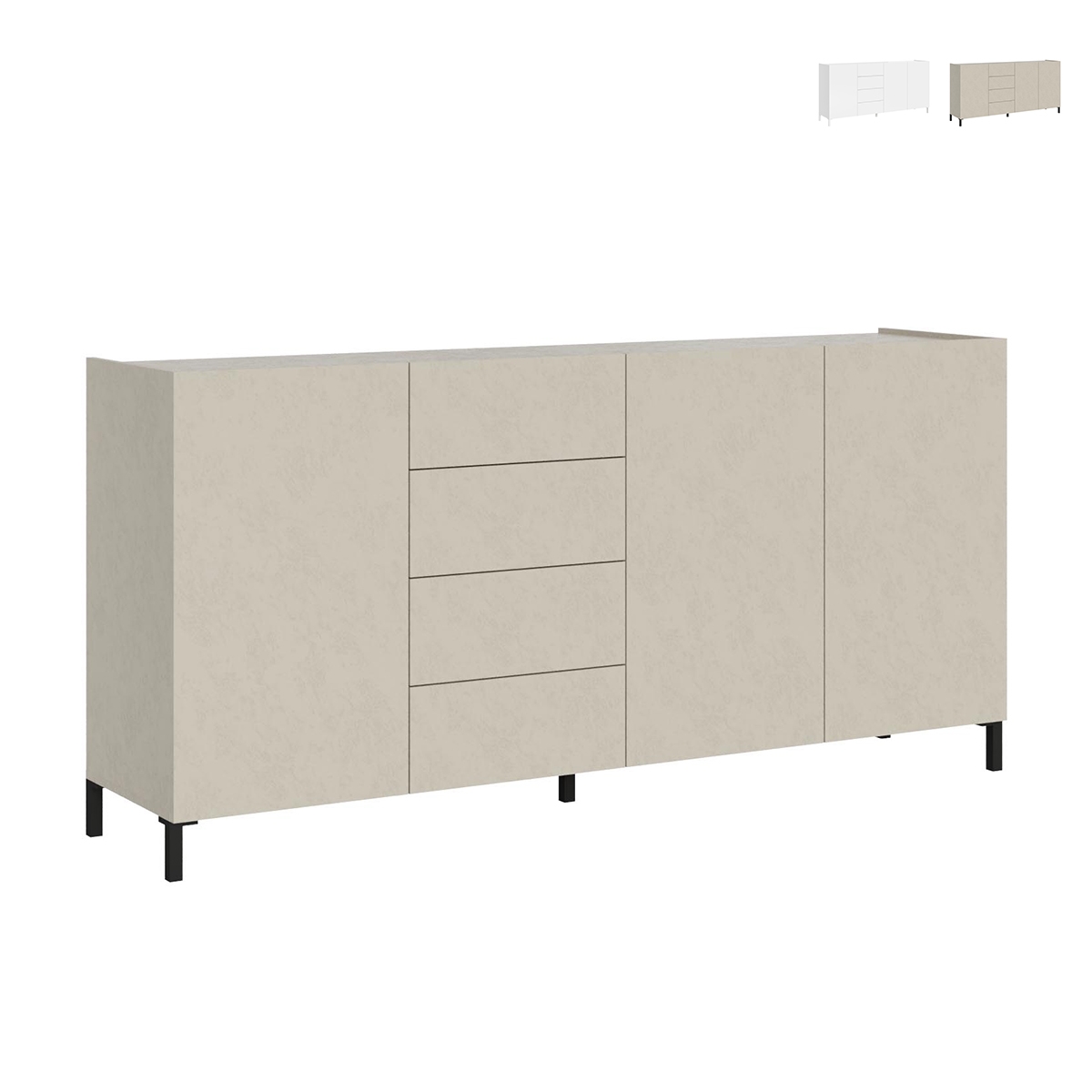 Madia 3 ante e 4 cassetti design minimal moderno 174x40x84 Solaria