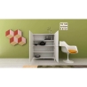 Credenza alta salvaspazio 4 ante design minimal moderno 90x35x110 Solaria Stock