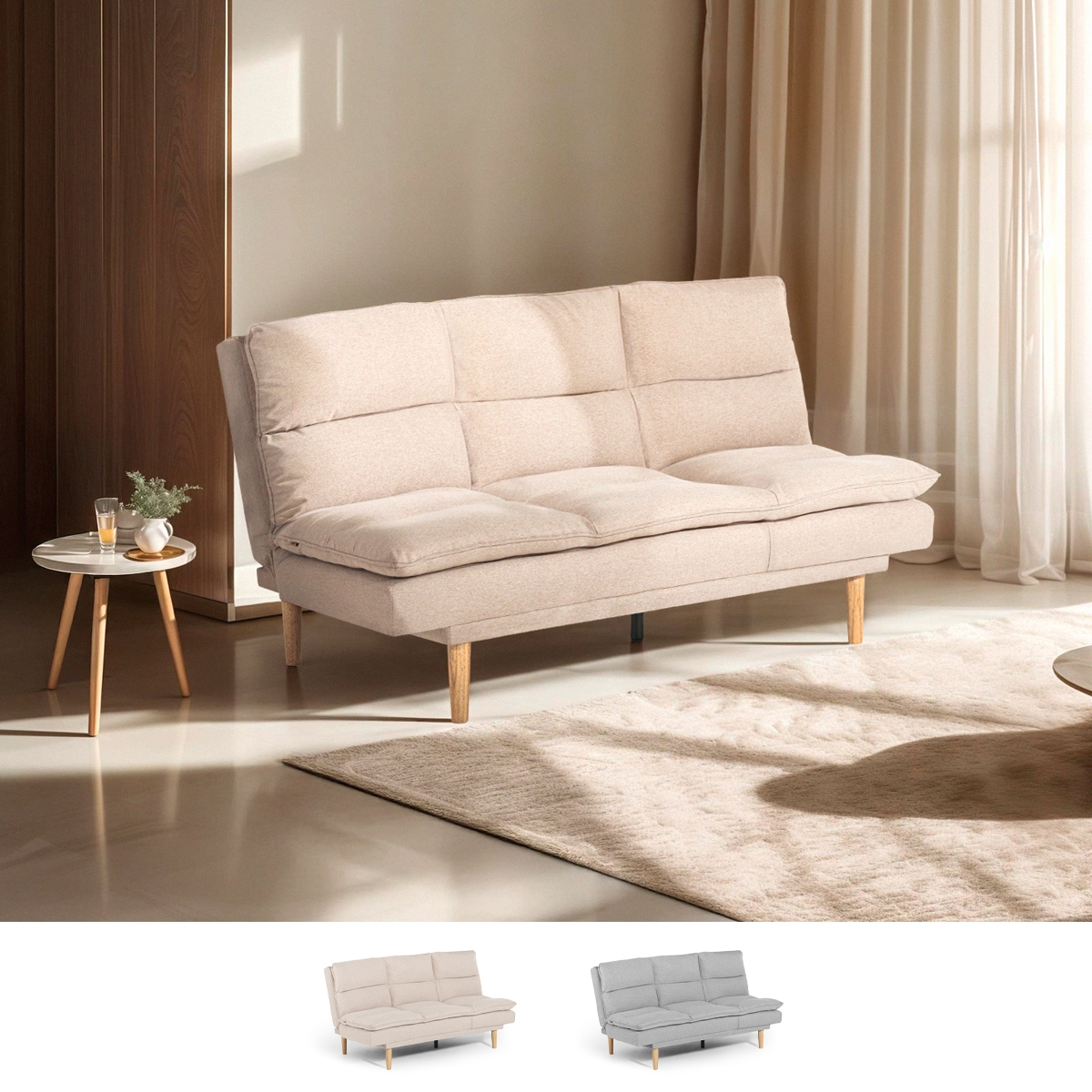 Divano letto clic clac 2 posti in tessuto con schienale reclinabile Livra Promozione