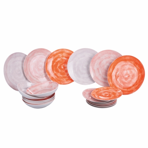 Set 18 pezzi da tavola piatti ceramica stile naturale foliage Fall City Promozione