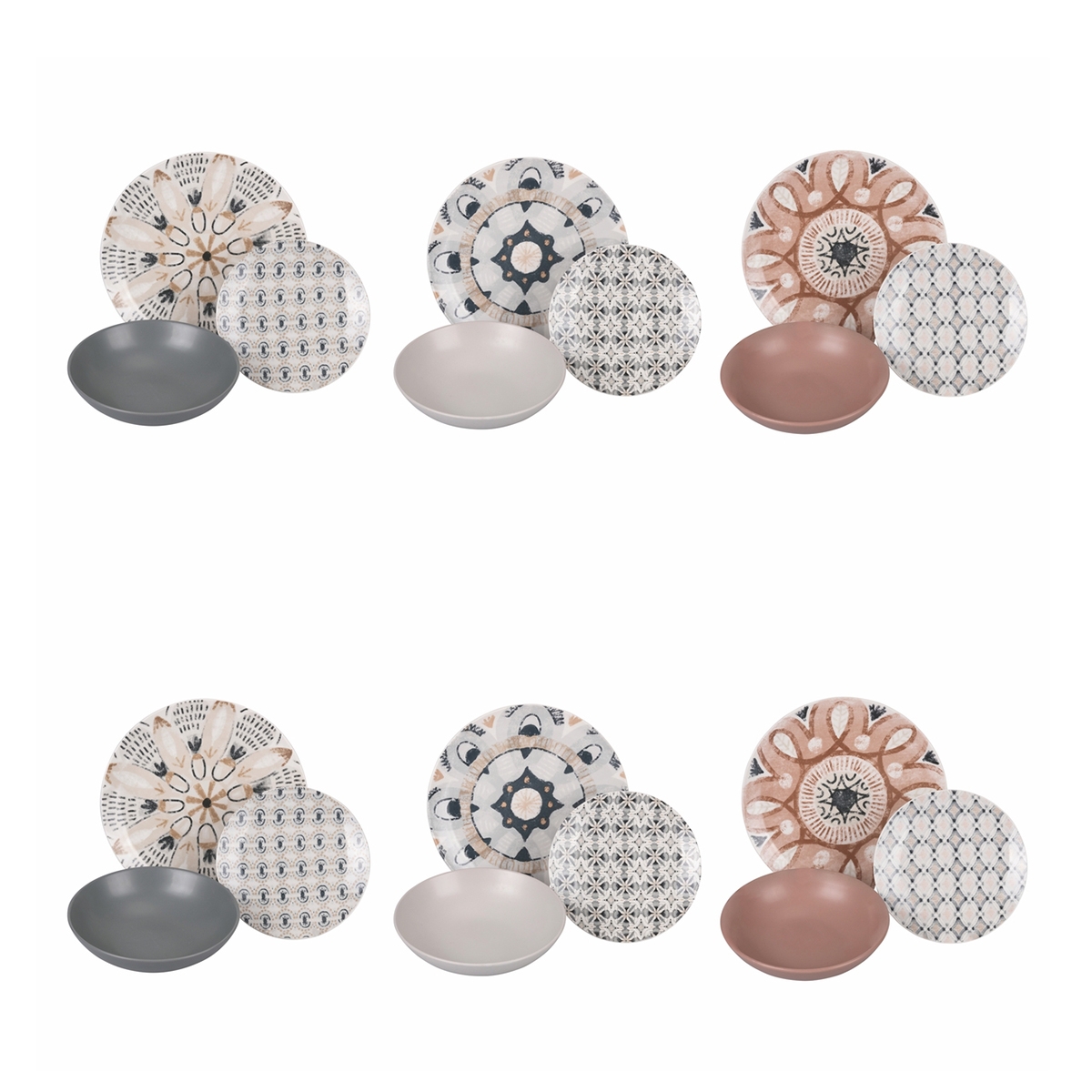 Servizio set piatti stoviglie 18 pezzi porcellana stile boho Bohémienne Promozione