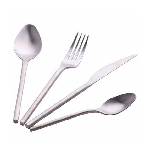 Set posate stoviglie 24 pezzi in acciaio inox argento opaco Gallery Promozione
