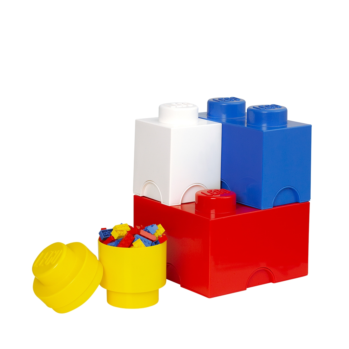 Set 4 contenitori bianco blu rosso giallo LEGO Storage Brick Multi Pack Promozione