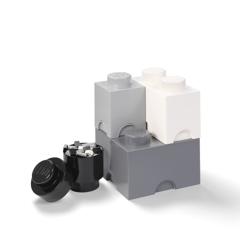 Set 4 contenitori nero bianco grigio chiaro LEGO Storage Brick Multi Pack Promozione
