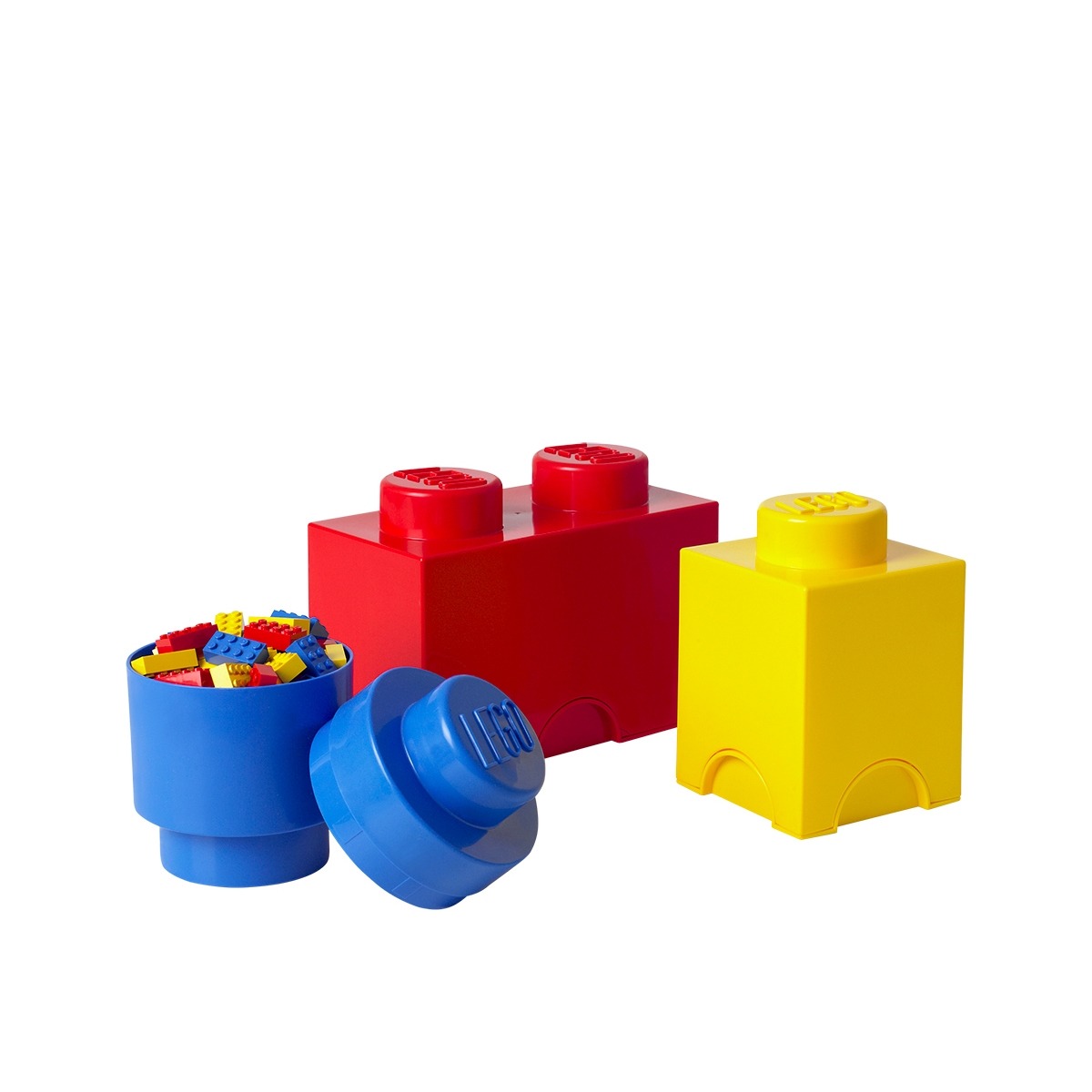 Set 3 contenitori blu rosso giallo LEGO Storage Brick Multi Pack Promozione