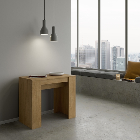 Consolle allungabile salvaspazio in legno naturale 90x48-204 Basic Small Promozione