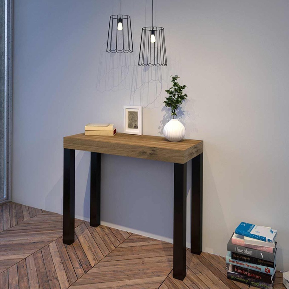 Consolle allungabile in legno stile industrial 90x40-196 Everyday Small Promozione Consolle allungabile in legno stile industrial 90x40-196 Everyday Small Promozione