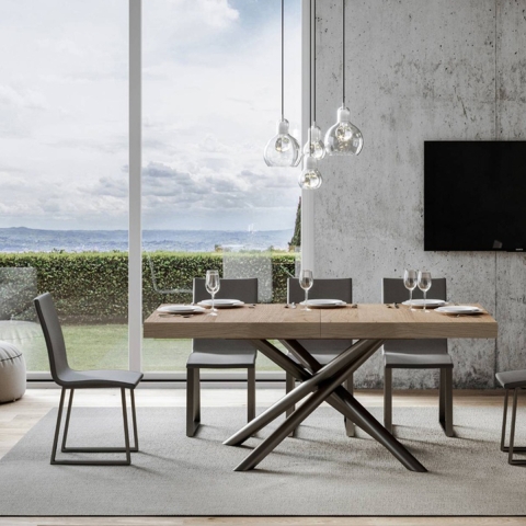 Tavolo allungabile design industrial legno antracite 90x180-440 Famas Promozione