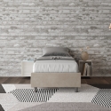 Letto singolo 90x190cm imbottito tessuto beige con rete Azelia Promozione