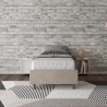 Letto singolo 90x190cm imbottito tessuto beige con rete Azelia Promozione