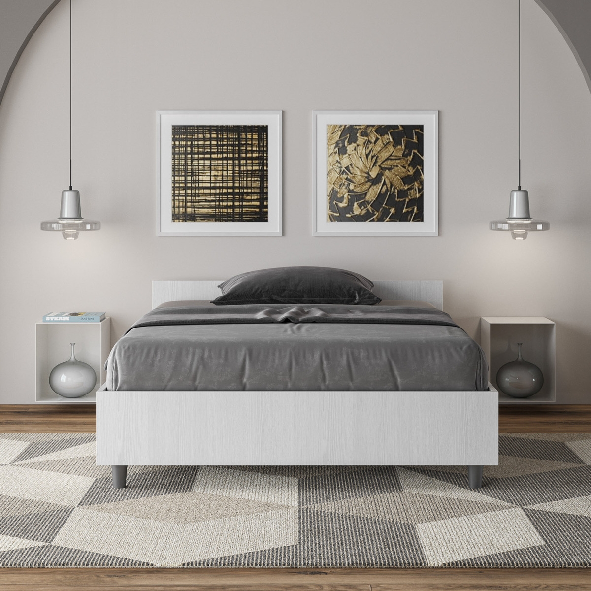 Letto una piazza e mezza con rete bianco frassino 120x190 Nuamo Promozione Letto una piazza e mezza con rete bianco frassino 120x190 Nuamo Promozione