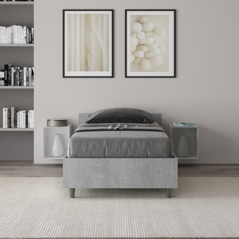 Letto singolo 80x190cm moderno senza rete grigio cemento Nuamo Promozione