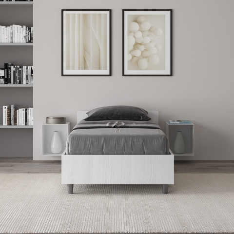 Letto singolo con vano contenitore 80x190 in legno bianco Nuamo Promozione