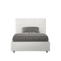 Letto francese 140x190 similpelle bianco con contenitore testiera Mika Vendita