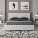 Letto matrimoniale francese 140x190 testiera dritta legno bianco Demas Promozione