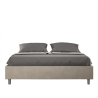 Letto matrimoniale contenitore 160x190 imbottito tessuto beige Azelia Vendita