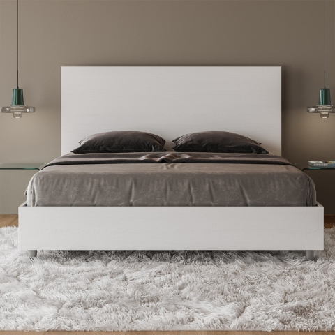 Letto matrimoniale senza rete 160x190 bianco con testiera alta New Egos Promozione