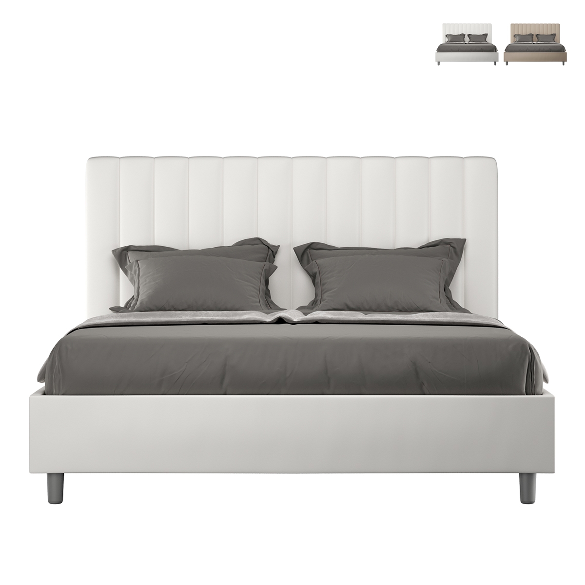 Letto matrimoniale imbottito similpelle senza rete 160x190 Agueda Promozione