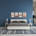 Letto matrimoniale 160x190cm in legno bianco con rete e testiera Ankel Promozione