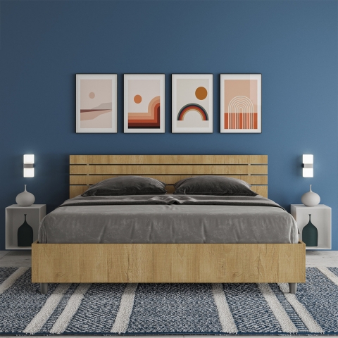 Letto matrimoniale 160x190 in legno senza rete testiera inclinata Ankel Promozione