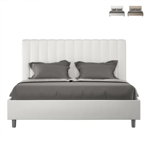 Letto matrimoniale 160x200 senza rete con testiera in similpelle Agueda Promozione