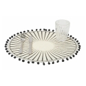 Set 6 tovagliette tonde da tavola con ponpon design geometrico 38cm Black Promozione