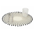 Set 6 tovagliette tonde da tavola con ponpon design geometrico 38cm Black Promozione