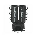 Set 6 tazzine da caffè con piattino in gres e stand in acciaio Bigismore Promozione