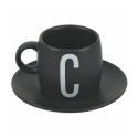 Set 6 tazzine da caffè con piattino in gres e stand in acciaio Bigismore Offerta