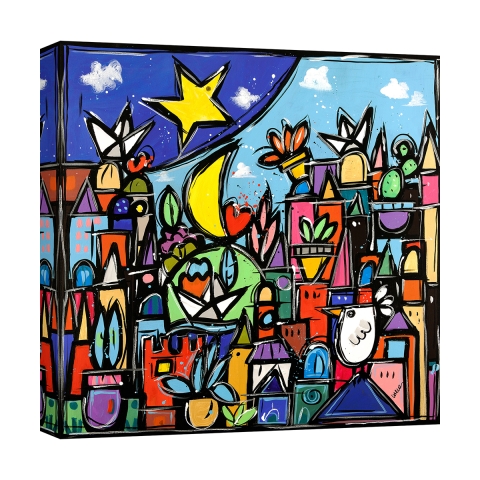 Stampa su tela quadro moderno paesaggio colorato Educatissimo Caos Wallas Promozione