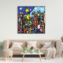 Stampa su tela quadro moderno paesaggio colorato Educatissimo Caos Wallas Saldi