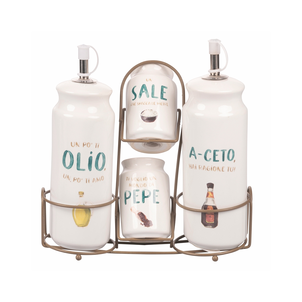 Set portacondimenti da tavola olio aceto sape pepe spezie Le Travisate Promozione Set portacondimenti da tavola olio aceto sape pepe spezie Le Travisate Promozione