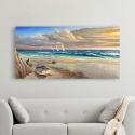Quadro stampa su tela canvas Tramonto sulla battigia Adriano Galasso Offerta