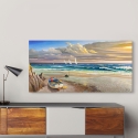 Quadro stampa su tela canvas Tramonto sulla battigia Adriano Galasso Saldi
