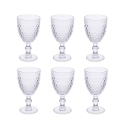 Set 6 calici trasparenti in vetro lavorato design classico Madame Promozione