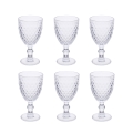 Set 6 calici trasparenti in vetro lavorato design classico Madame Promozione