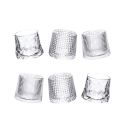 Set 6 bicchieri da liquore basculanti vetro rétro decorato Vintage Promozione
