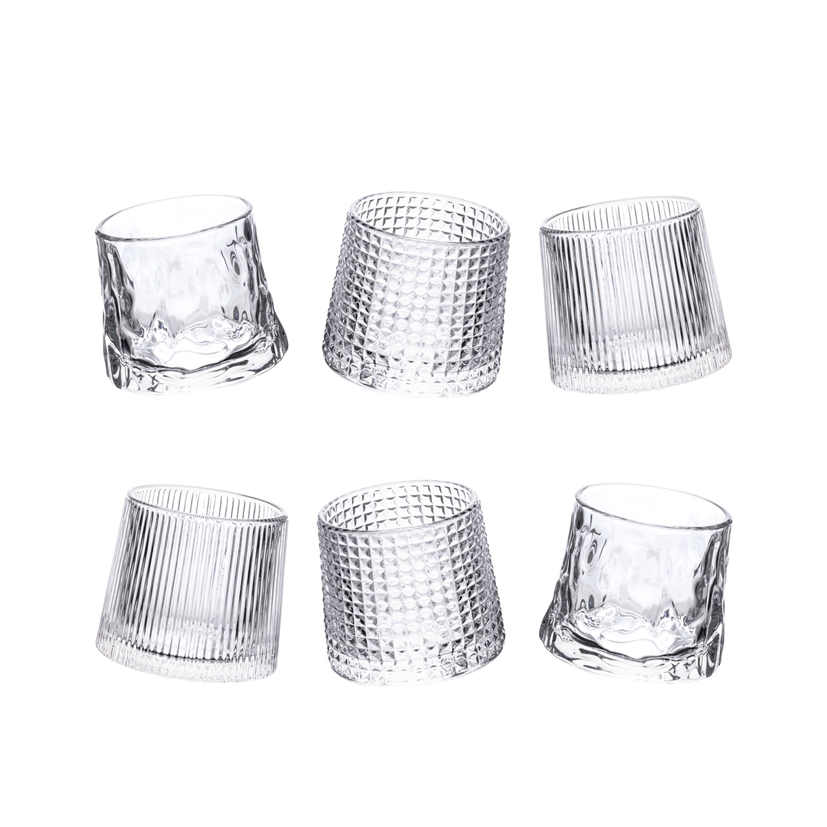 Set 6 bicchieri da liquore basculanti vetro rétro decorato Vintage Promozione Set 6 bicchieri da liquore basculanti vetro rétro decorato Vintage Promozione