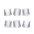 Set 6 bicchieri da liquore basculanti vetro rétro decorato Vintage Promozione